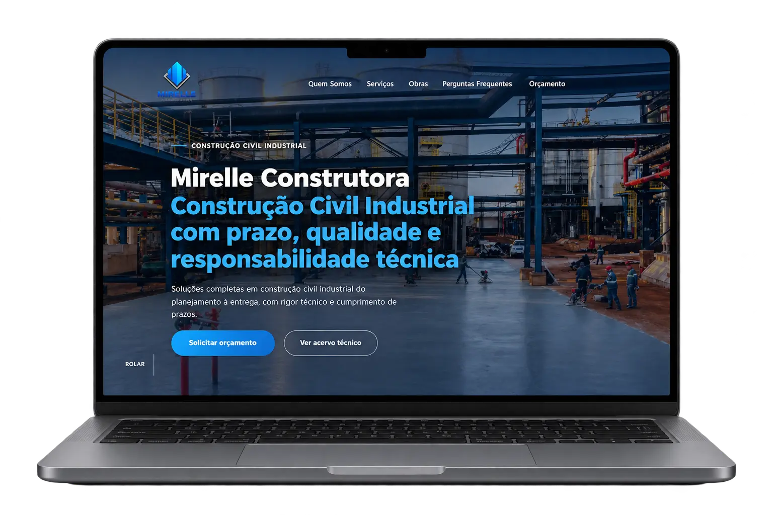 Notebook exibindo uma landing page de exemplo, com estrutura de proposta, benefícios e chamada para ação.